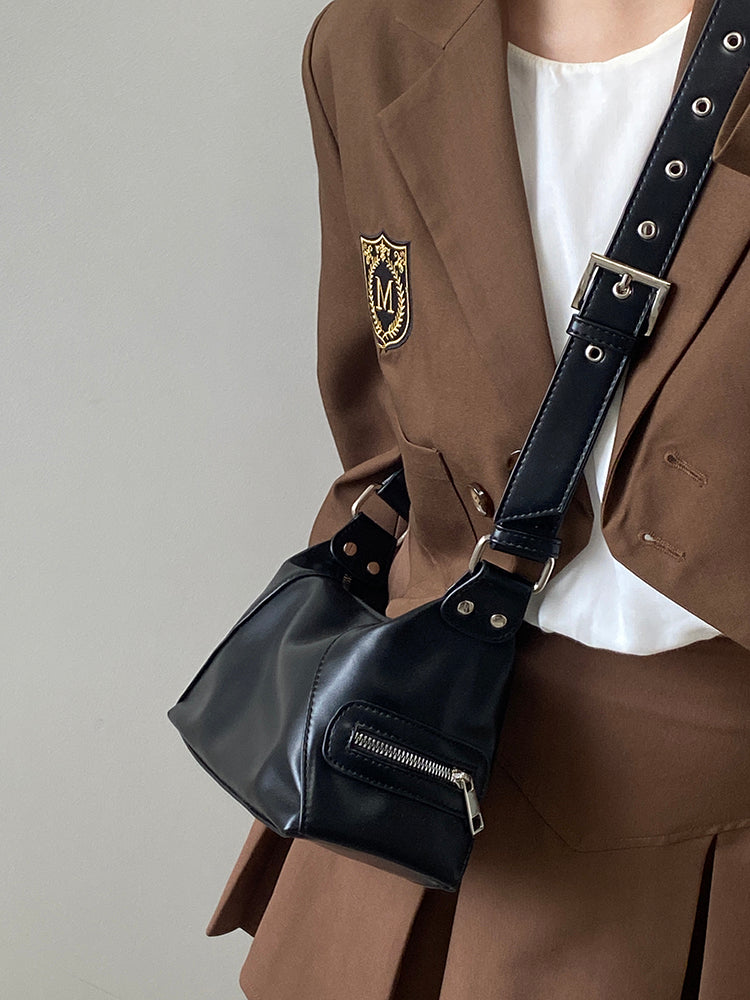 Black Chain-Lock Cylinder Bag